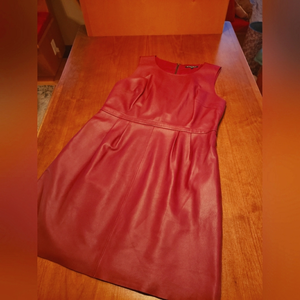Burgundy leather dress